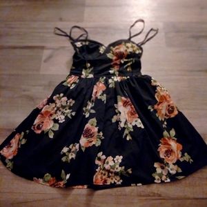 Meduim, black flowery dress